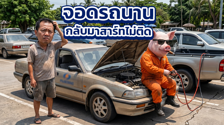 จอดรถทิ้งไว้ 10 วัน กลับมาสตาร์ทไม่ติด ลานจอดรถสนามบินสุวรรณภูมิ สมุทรปราการ