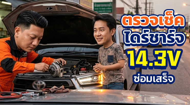 ช่างซ่อม ไดชาร์จเสีย 100,000 โล ตรวจวัดไฟ 14.3V ซ่อมเสร็จ หมู่บ้านซอยลาซาล สุขุมวิท 105