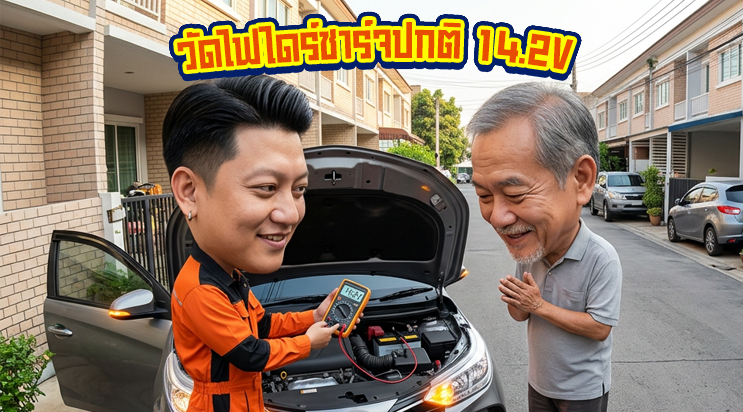 วัดไฟไดชาร์จหลังเปลี่ยน แบตเตอรี่ Toyota Vios คอนโดซอยแบริ่ง สุขุมวิท 107