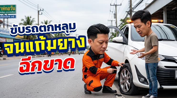 ยางฉีก แม็กดุ้ง ตกหลุม ปะยางไม่ได้ ลาซาล สุขุมวิท สมุทรปราการ