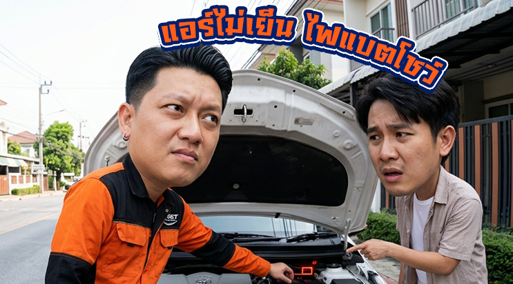 แอร์ไม่เย็น ไฟแบตโชว์ ไดชาร์จเสีย ขับต่อได้ไหม ศรีนครินทร์ บางนา