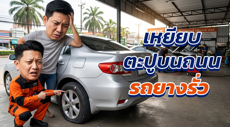 ขับรถเหยียบตะปู ดึงออกไหม ปะยาง ศรีนครินทร์ บางนา แบริ่ง