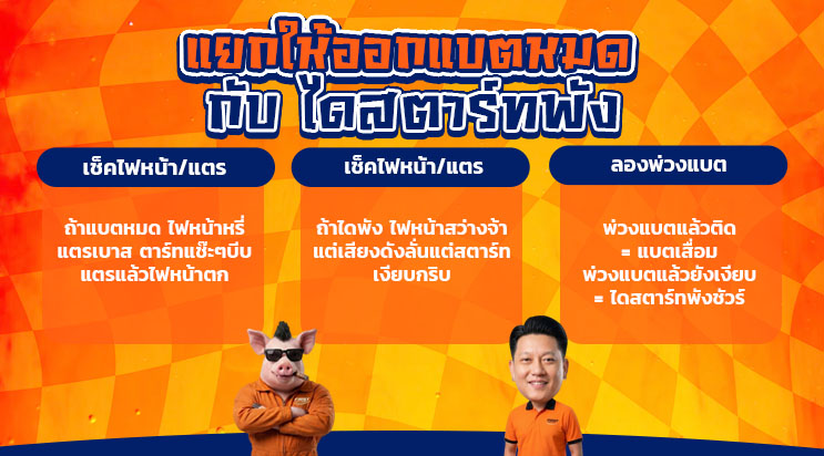 วิธีแยก แบตหมด กับ ไดสตาร์ทพัง แพรกษา สมุทรปราการ