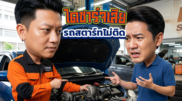 ภาพการ์ตูนหมูช่าง FIRST SERVICE CAR อธิบาย อาการไดชาร์จเสีย ดูยังไง ศรีนครินทร์ บางนา