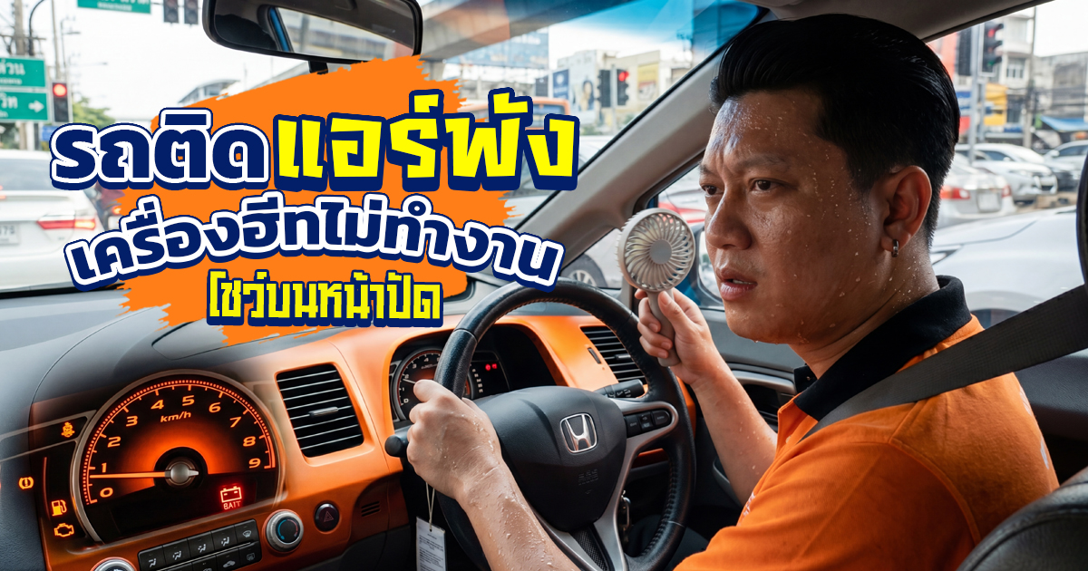 รถติดหนัก เข็มความร้อนขึ้น แอร์มีแต่ลมร้อน ถนนศรีนครินทร์ มุ่งหน้าแยกเทพารักษ์